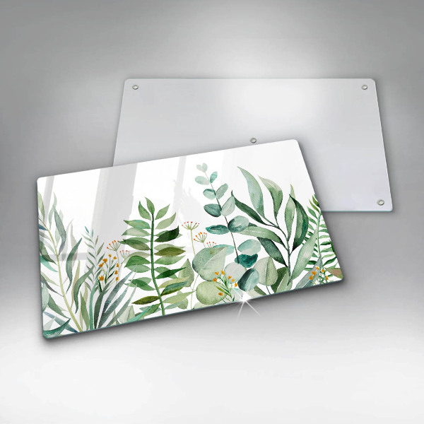 Tocător din sticlă Ilustrație cu frunze de plante