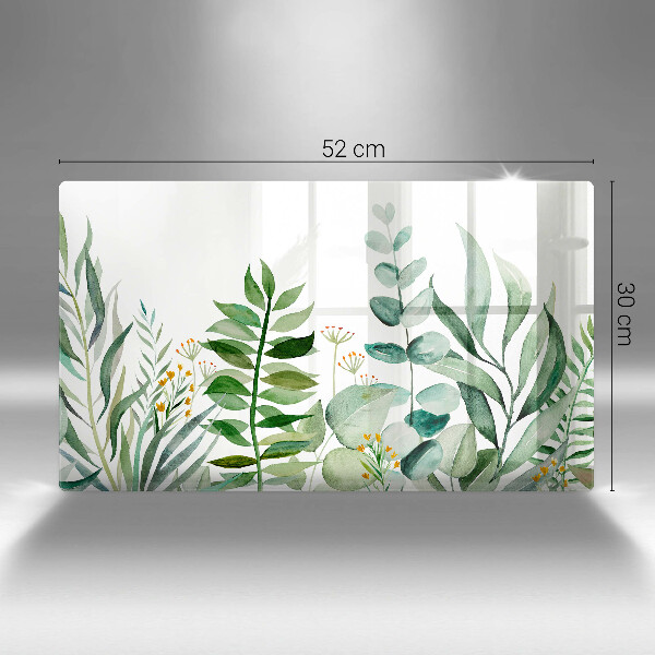 Tocător din sticlă Ilustrație cu frunze de plante