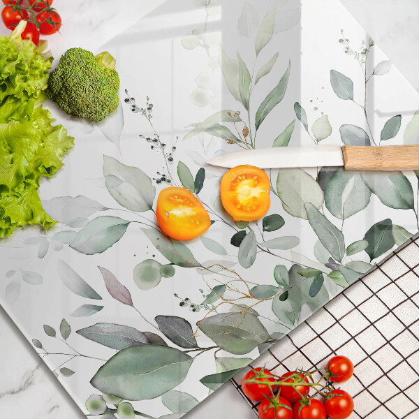 Tocător din sticlă Plante acuarela