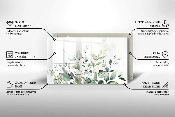 Tocător din sticlă Plante acuarela