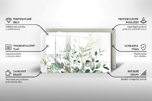 Tocător din sticlă Plante acuarela