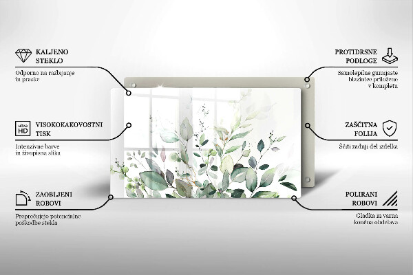 Tocător din sticlă Plante acuarela