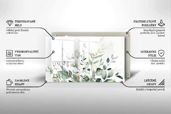 Tocător din sticlă Plante acuarela