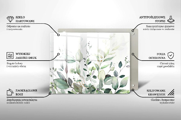 Tocător din sticlă Plante acuarela