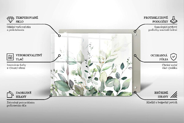 Tocător din sticlă Plante acuarela