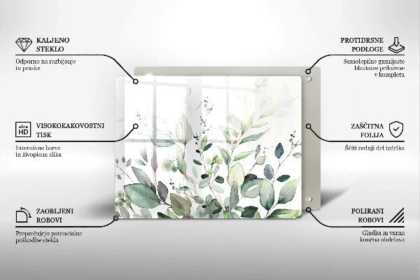 Tocător din sticlă Plante acuarela