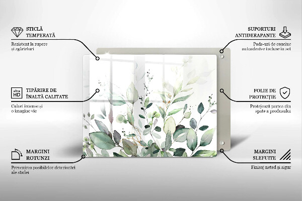 Tocător din sticlă Plante acuarela