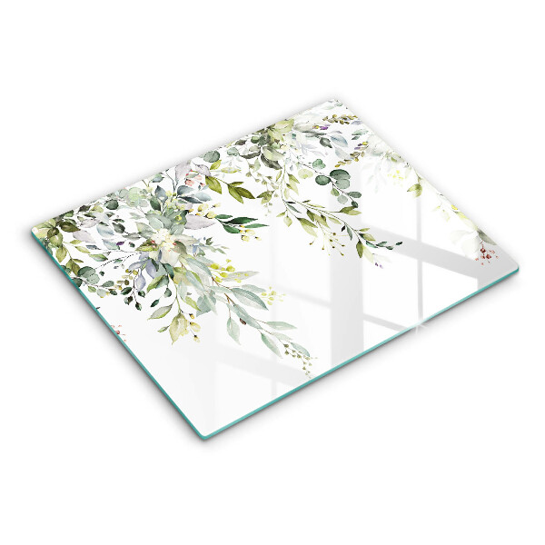 Tocător din sticlă Frunze și flori decorative