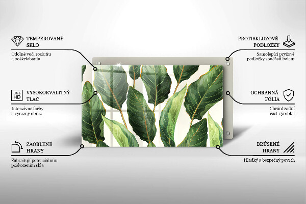 Tocător din sticlă Frunze de bananier