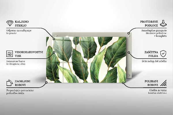 Tocător din sticlă Frunze de bananier