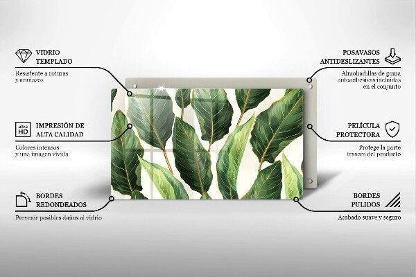 Tocător din sticlă Frunze de bananier