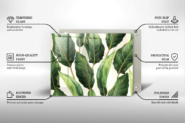 Tocător din sticlă Frunze de bananier