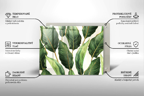 Tocător din sticlă Frunze de bananier