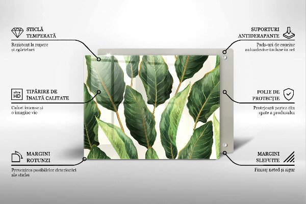 Tocător din sticlă Frunze de bananier