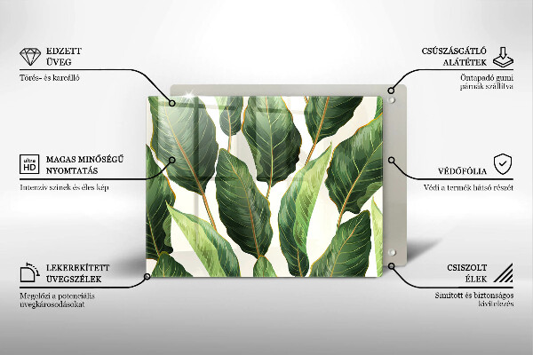 Tocător din sticlă Frunze de bananier