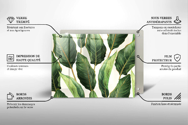 Tocător din sticlă Frunze de bananier