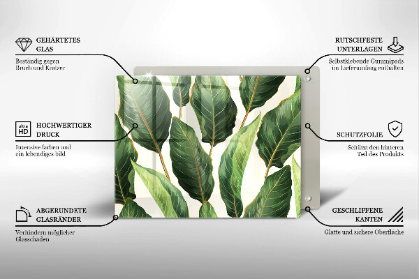 Tocător din sticlă Frunze de bananier