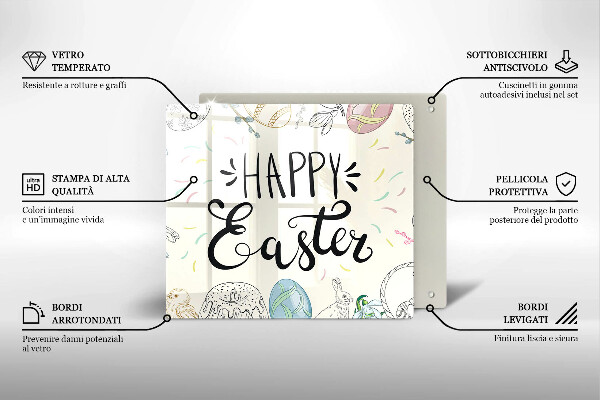 Tocător din sticlă Happy Easter
