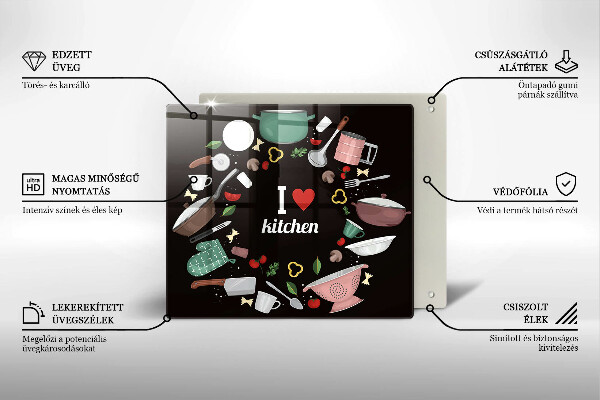 Tocător din sticlă Ilustrație Îmi place bucătăria