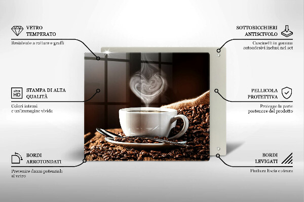 Tocător din sticlă Cafea și o ceașcă