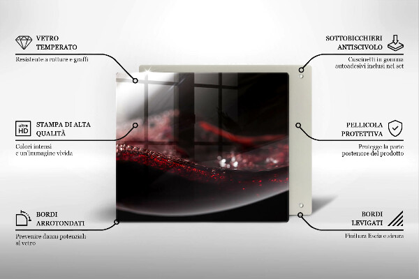 Tocător de bucătărie Vin roșu într-un pahar
