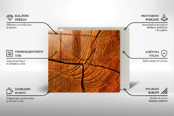 Tocător din sticlă Structura trunchiului din lemn