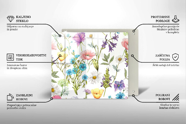 Tocător din sticlă Ilustrație cu flori