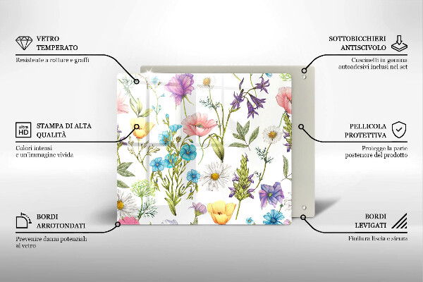 Tocător din sticlă Ilustrație cu flori