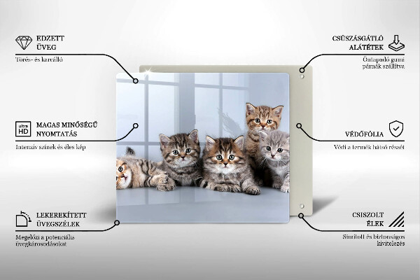 Tocător din sticlă Pisicuțe dulci