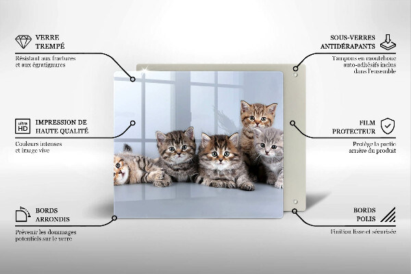 Tocător din sticlă Pisicuțe dulci