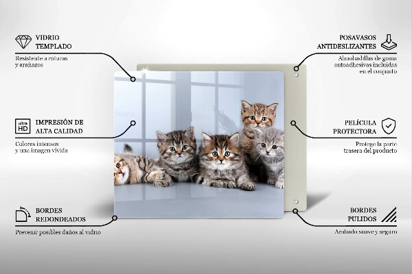 Tocător din sticlă Pisicuțe dulci