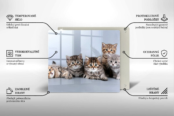 Tocător din sticlă Pisicuțe dulci