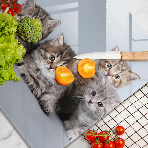 Tocător din sticlă Pisicuțe dulci