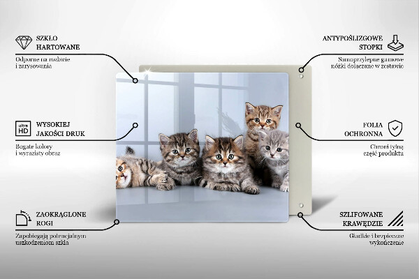 Tocător din sticlă Pisicuțe dulci