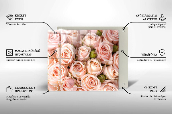 Tocător din sticlă Buchet de trandafiri delicati