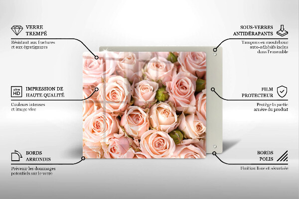 Tocător din sticlă Buchet de trandafiri delicati