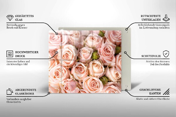 Tocător din sticlă Buchet de trandafiri delicati