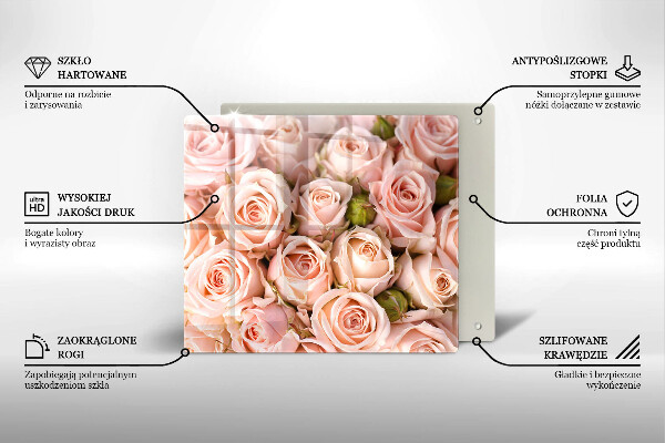 Tocător din sticlă Buchet de trandafiri delicati