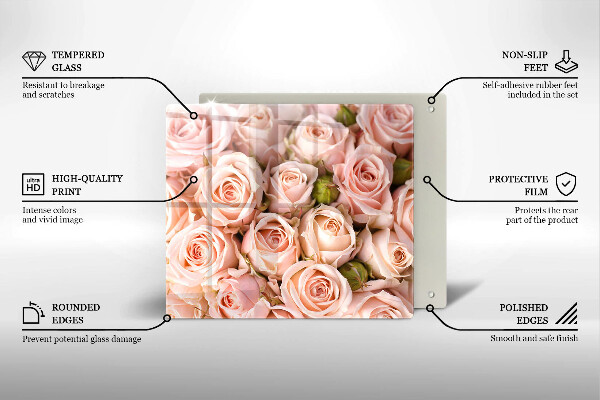 Tocător din sticlă Buchet de trandafiri delicati