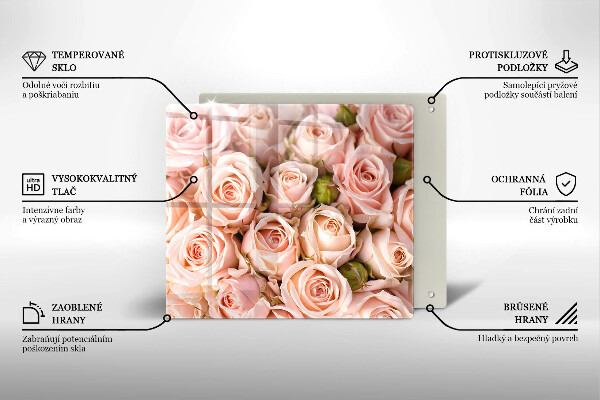 Tocător din sticlă Buchet de trandafiri delicati