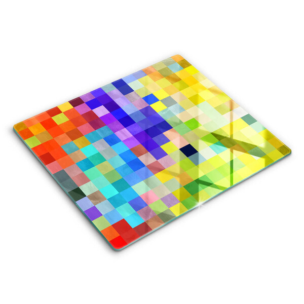 Tocător din sticlă Pătrate de pixeli colorate