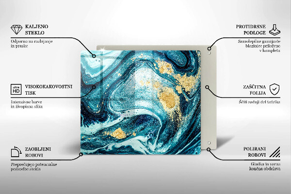 Tocător de bucătărie Abstracția aurului albastru