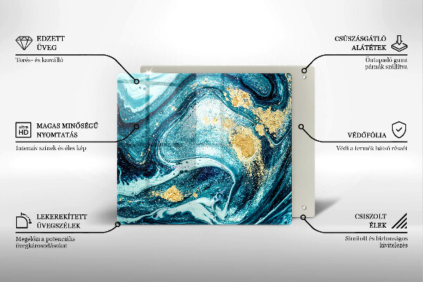 Tocător de bucătărie Abstracția aurului albastru