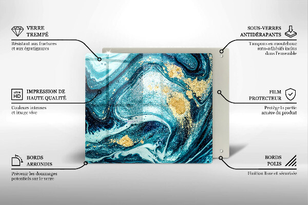 Tocător de bucătărie Abstracția aurului albastru