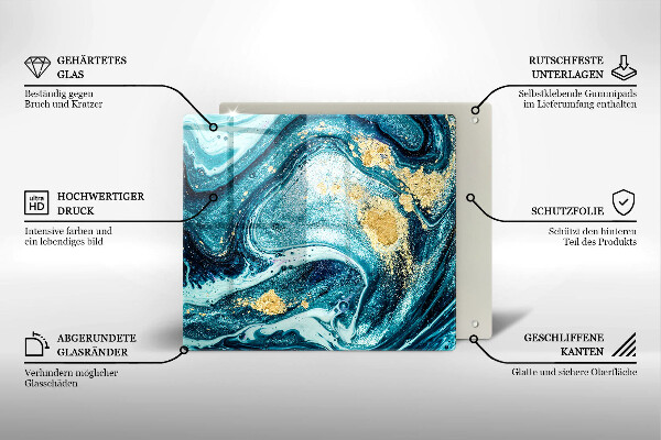 Tocător de bucătărie Abstracția aurului albastru