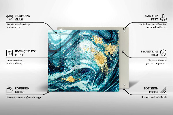 Tocător de bucătărie Abstracția aurului albastru