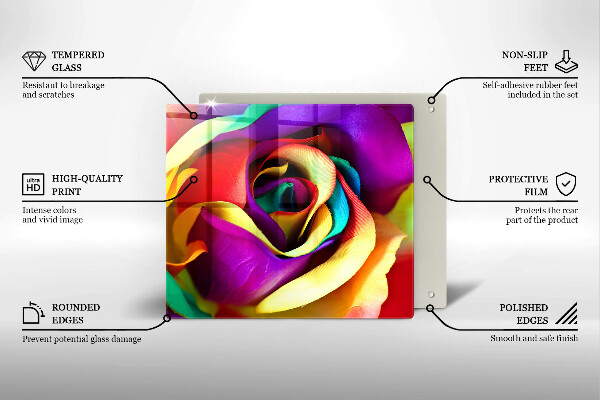 Tocător din sticlă Petale de trandafiri colorate