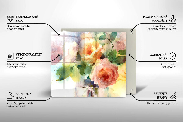 Tocător din sticlă Flori pictate