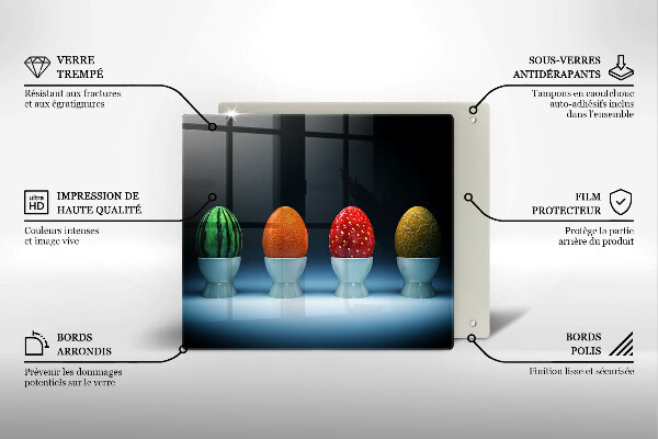 Tocător din sticlă Ouă de fructe abstracte