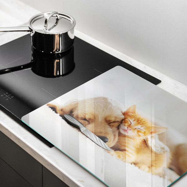 Tocător din sticlă Animale câine și pisică